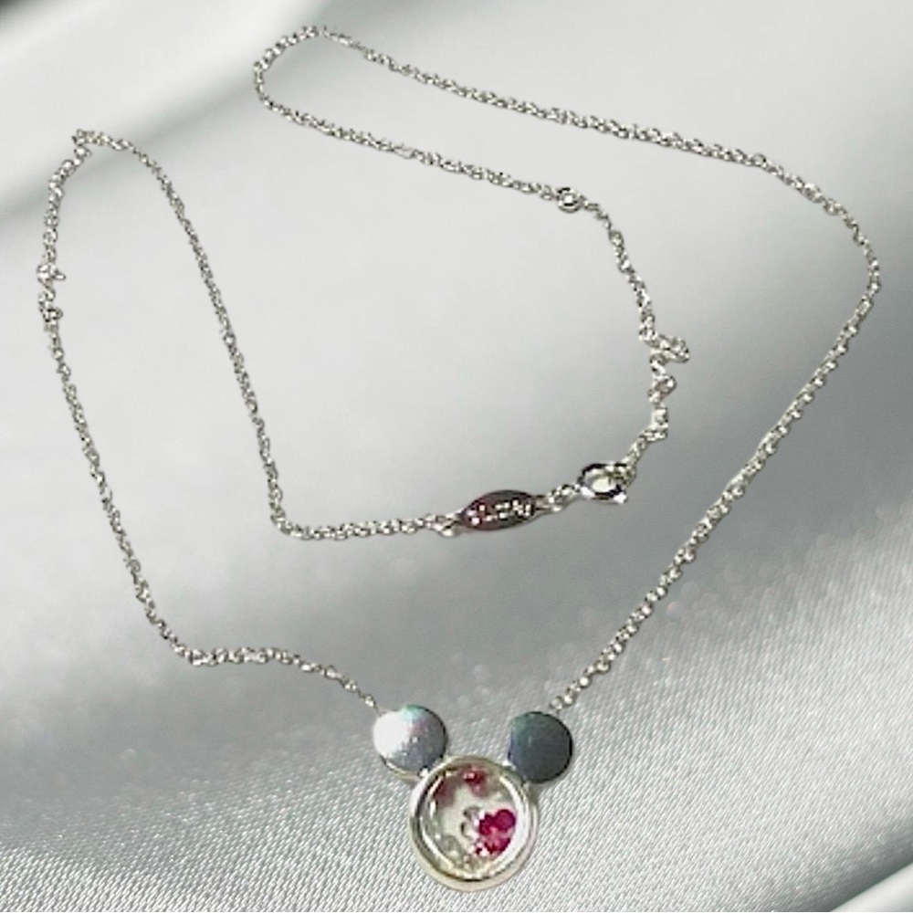 Disney Happy Crystal Mickey Mouse Necklace 16-18"